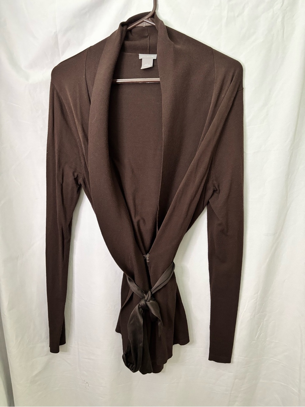 Ann Taylor Chocolate Brown Ribbed Neck Sweater